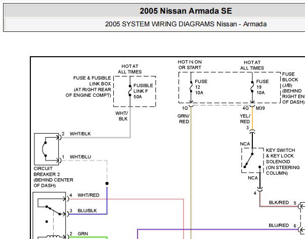 2005年日产Armada 座椅电路图