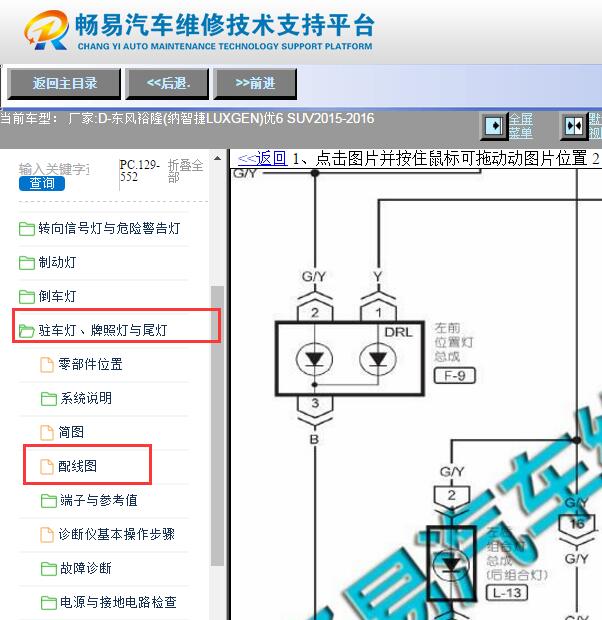 2015-2016年东风裕隆纳智捷优6 SUV示宽灯电路图