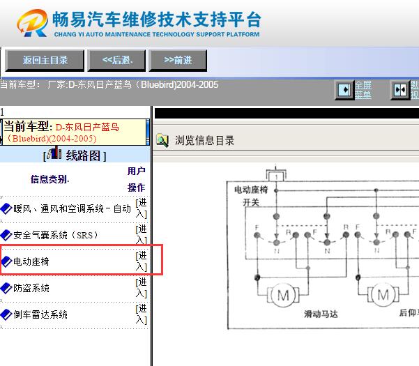 2004-2005年日产蓝鸟电动座椅电路图