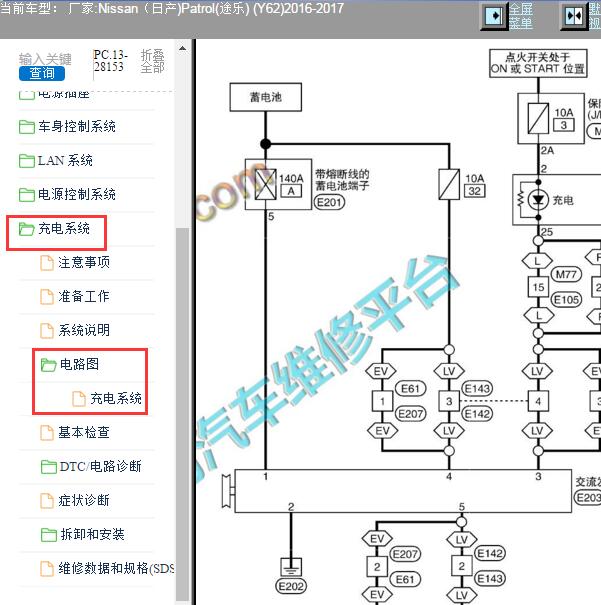2016-2017年日产途乐发电机电路图
