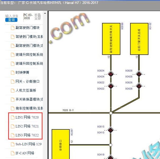 2017年长城汽车哈弗H7 LIN网络电路图