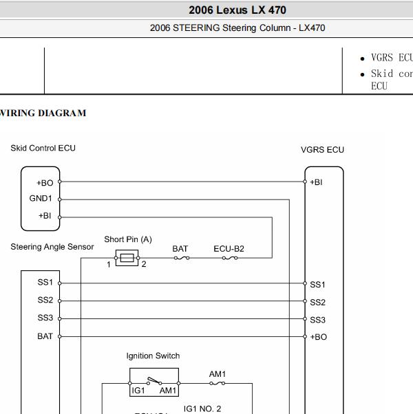 2006年雷克萨斯LX470 VGRS电路图及故障码维修手册