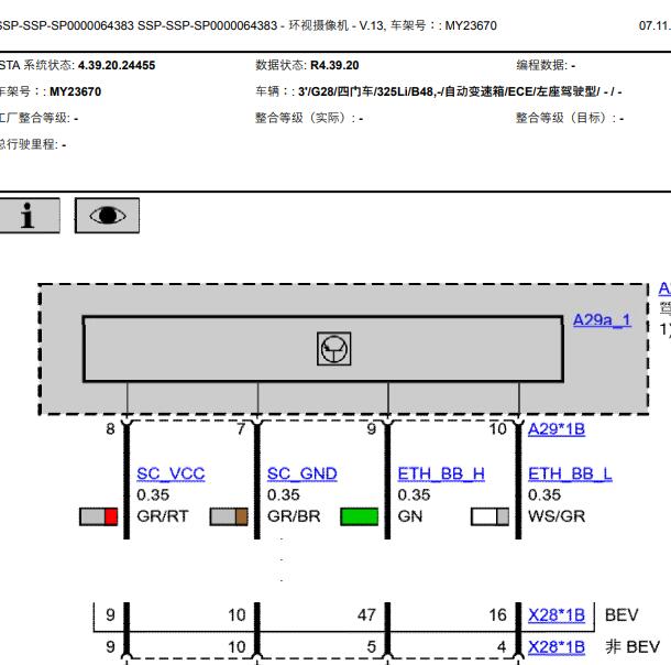 2020年宝马325 360全景影像电路图