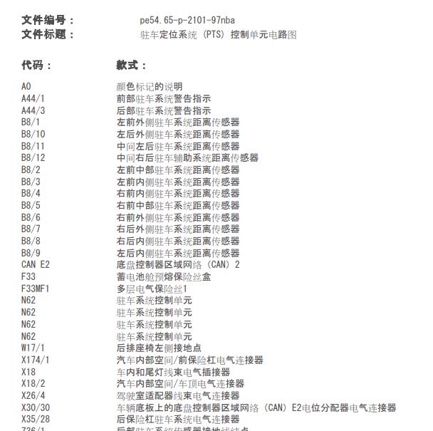 2012年奔驰ML350 倒车雷达电路图