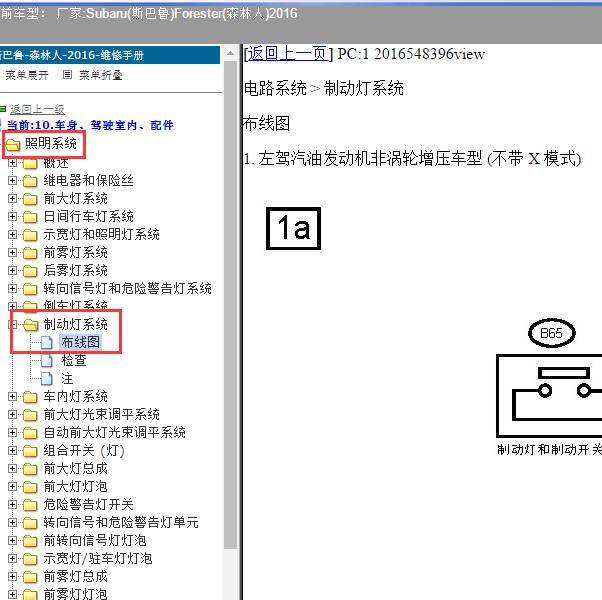 2016年斯巴鲁森林人刹车灯开关电路图