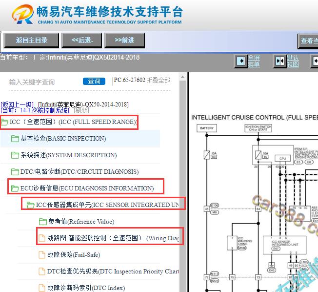 2014-2018年英菲尼迪QX50定速巡航电路图