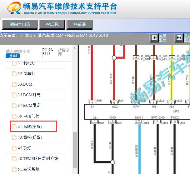 2017-2018年江淮S7音响系统电路图