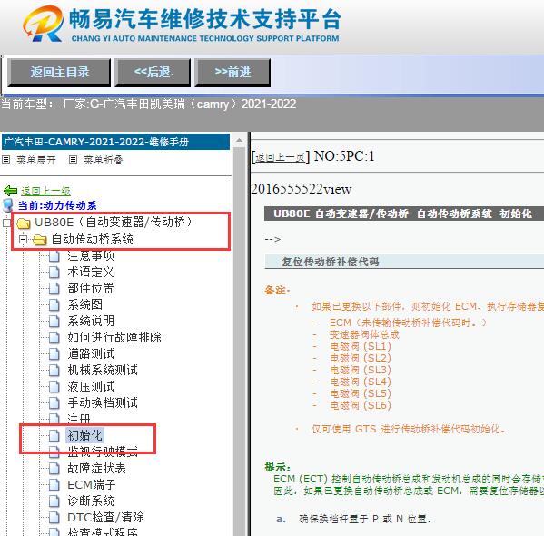 2021-2022年丰田凯美瑞变速箱匹配资料