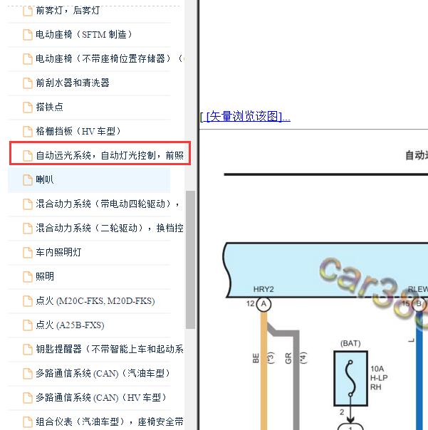 2020年一汽丰田RAV4远光灯电路图