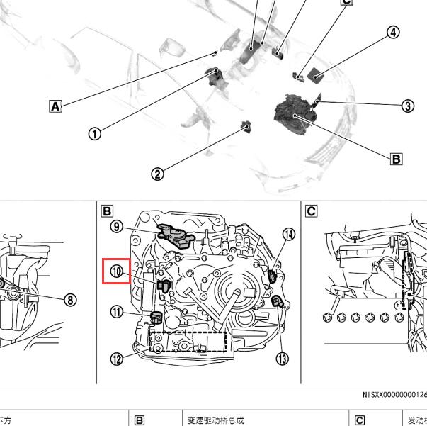 2018年日产轩逸车速传感器位置