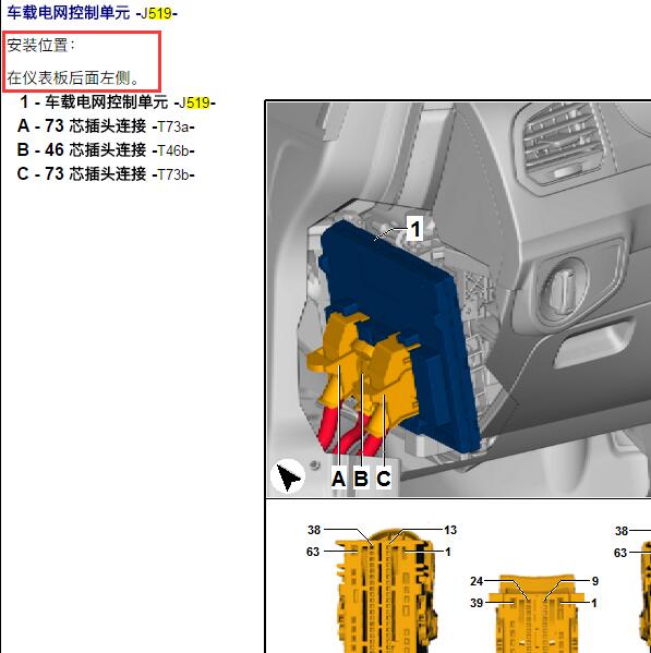 2019年大众探岳车身模块位置