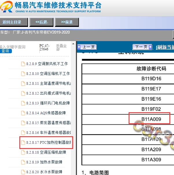 2019-2020年吉利帝豪EV B11A009故障码资料