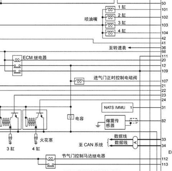 2000-2005年日产奇骏发动机节气门电路图