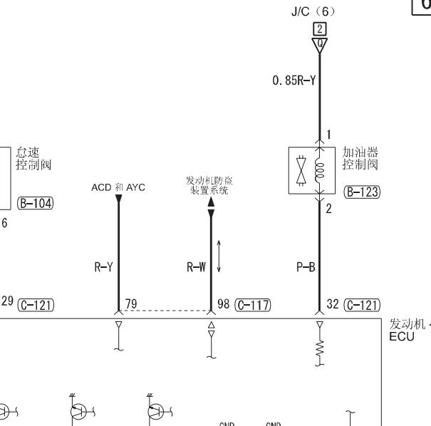 2011年哈弗H5发动机油门踏板电路图