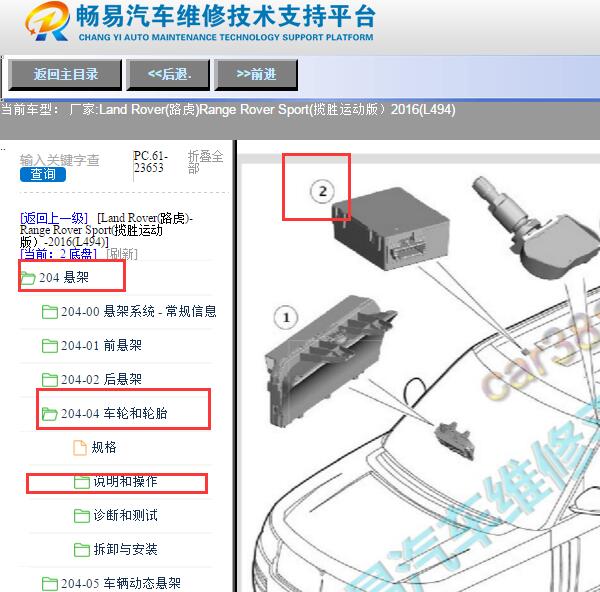 2016年路虎揽胜运动版胎压模块位置