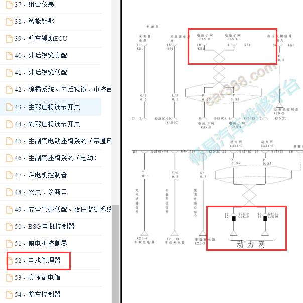 2018-2019年比亚迪S宋DM 电池系统CAN电路图