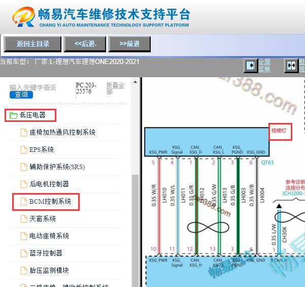 2021-2022年理想ONE格栅灯电路图