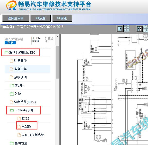 2014-2016年日产NV200发动机电路图