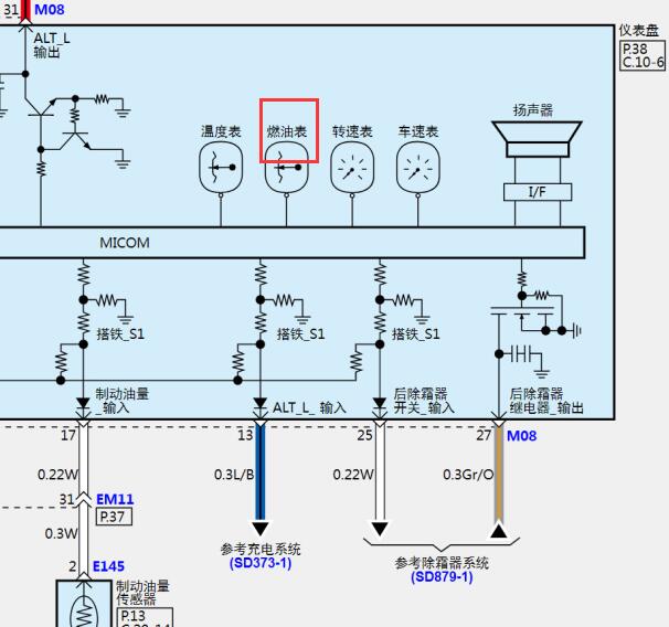 2020年现代悦纳油表电路图