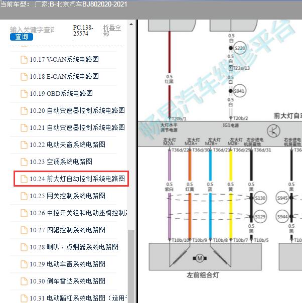 2020年北京汽车BJ80灯光电路图
