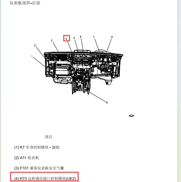 2021年别克GL8  SOS模块位置