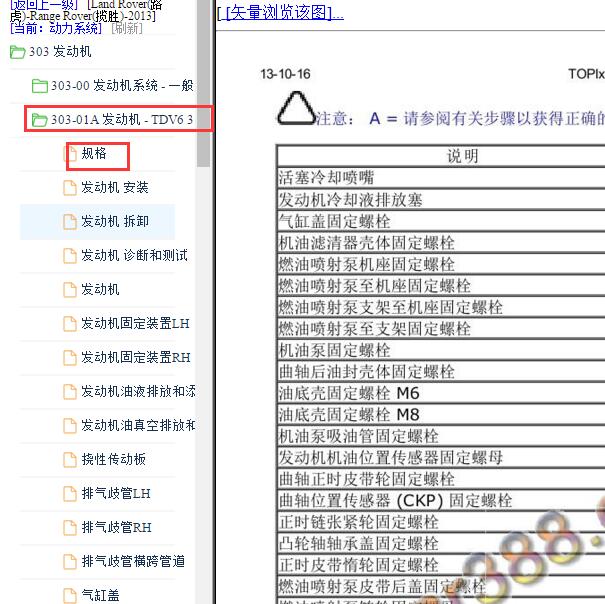2013年路虎揽胜3.0柴油发动机维修扭矩