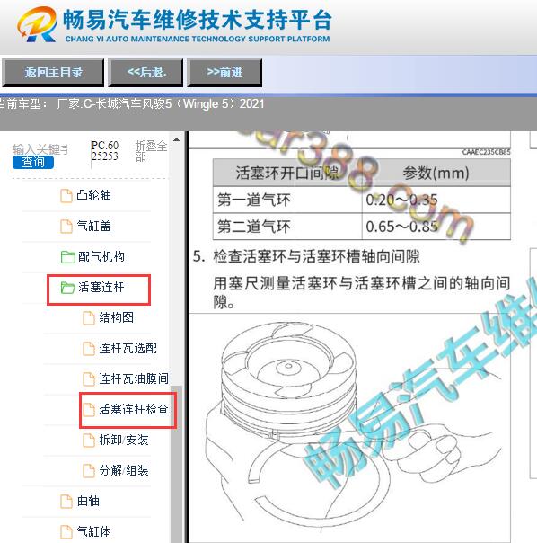 2021年长城风骏5活塞环间隙数据
