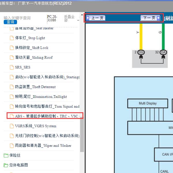2012年一汽丰田-锐志(REIZ) ABS电路图