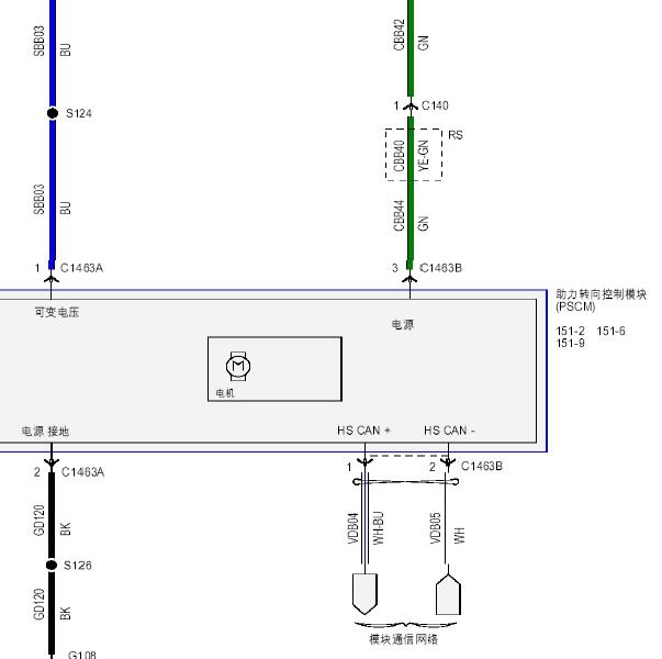 2015年福特福克斯转向系统电路图