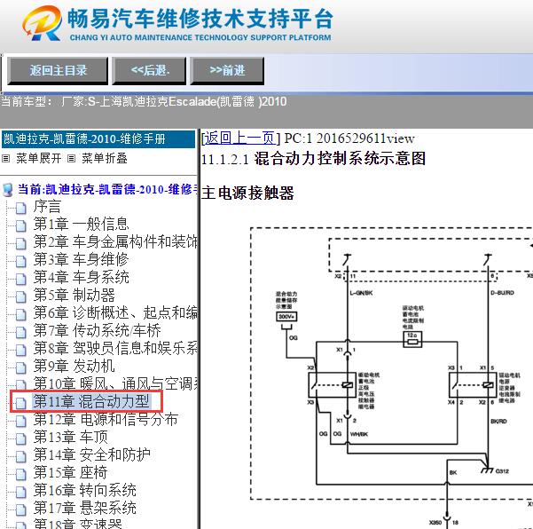 2010年凯迪拉克凯雷德混动系统电路图