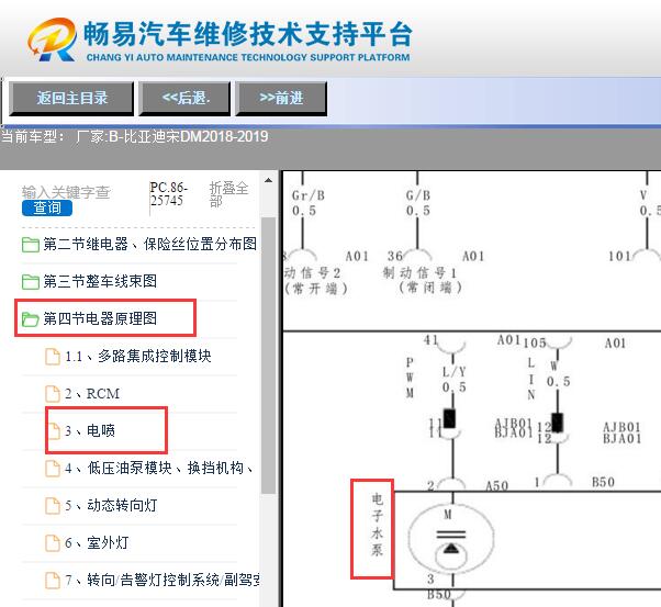2018-2019年比亚迪宋DM电子水泵电路图