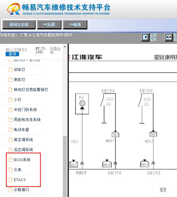 2011-2017年江淮星锐车门开关电路图