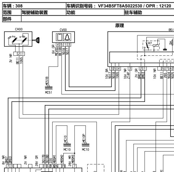 2010年标致308雷达电路图