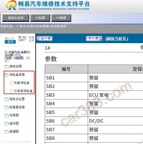 2020年长城汽车哈弗H6运动版保险丝盒图解