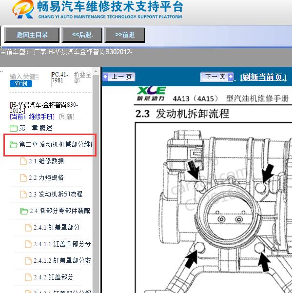 2012年华晨汽车金杯智尚S30 4A13发动机维修手册