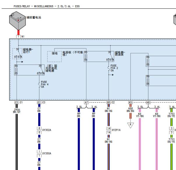 2022年吉普牧马人辅助蓄电池电路图