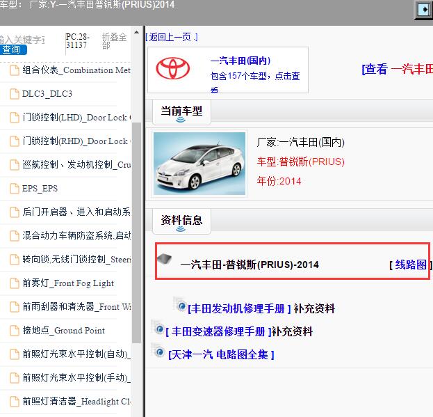 2014年一汽丰田-普锐斯(PRIUS) 全车电路图
