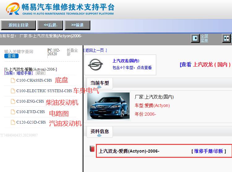 2006年双龙爱腾维修手册和电路图