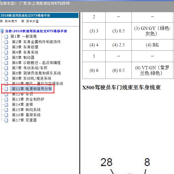 2018年上海凯迪拉克-XT5 左前门针脚