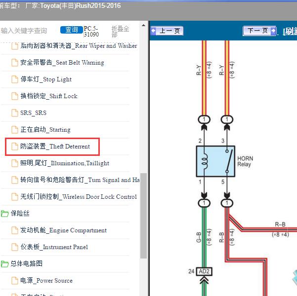2015-2016年Toyota(丰田)-Rush 防盗装置电路图