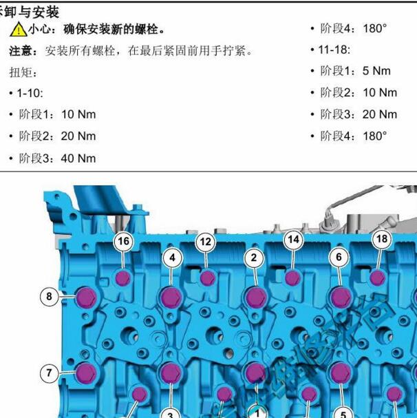 2012年江铃福特全顺2.2柴油发动机缸盖扭矩
