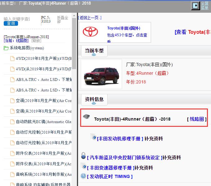 2018年Toyota(丰田)-4Runner（超霸）全车电路图