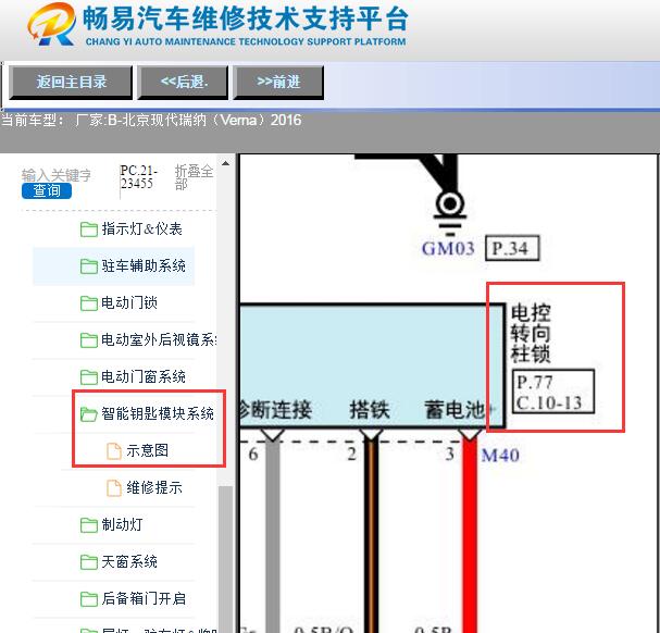 2016年现代瑞纳转向柱锁电路图