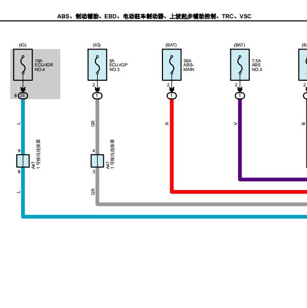 2021年丰田塞纳混动ABS和通讯电路图