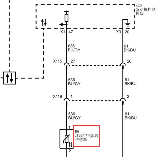 2019年雪佛兰迈锐宝XL环境温度传感器电路图