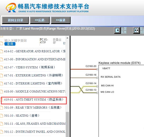 2010-2012年路虎揽胜无钥匙系统电路图