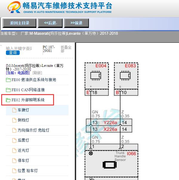 2017年玛莎拉蒂莱万特灯光电路图