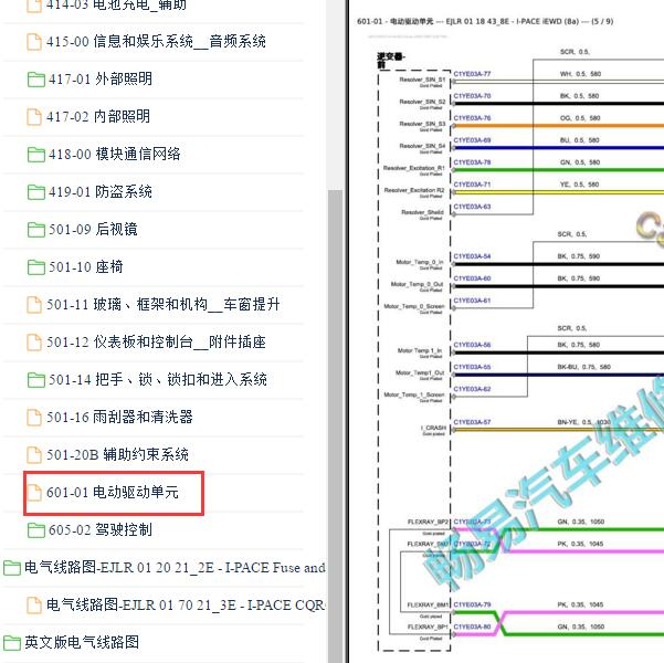2019-2020年捷豹I-PACE 电动驱动单元电路图