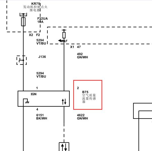 2019年别克君越发动机空气流量传感器电路图