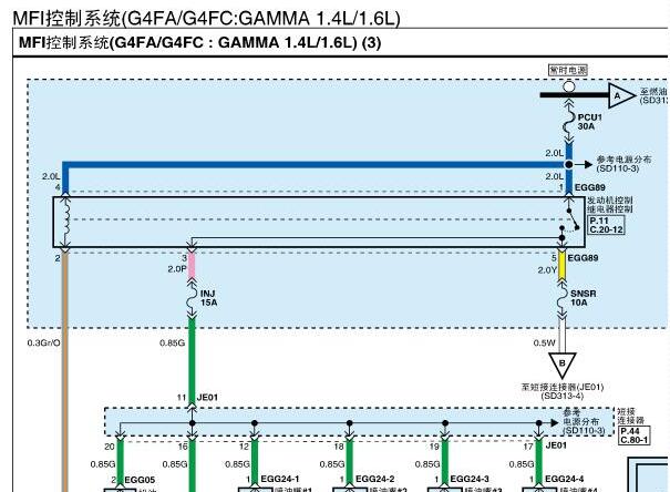 2014年起亚K2 G4FA发动机针脚和电路图